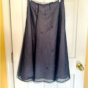 90s Vintage EXPRESS gray metallic star sequin party circle skirt size 7/8